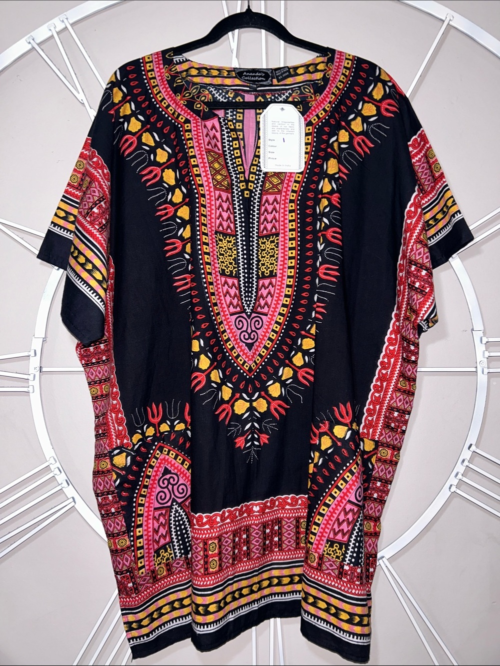 NWT Anandas Collection Boho-Inspired Black Floral Print Tunic Top size Plus